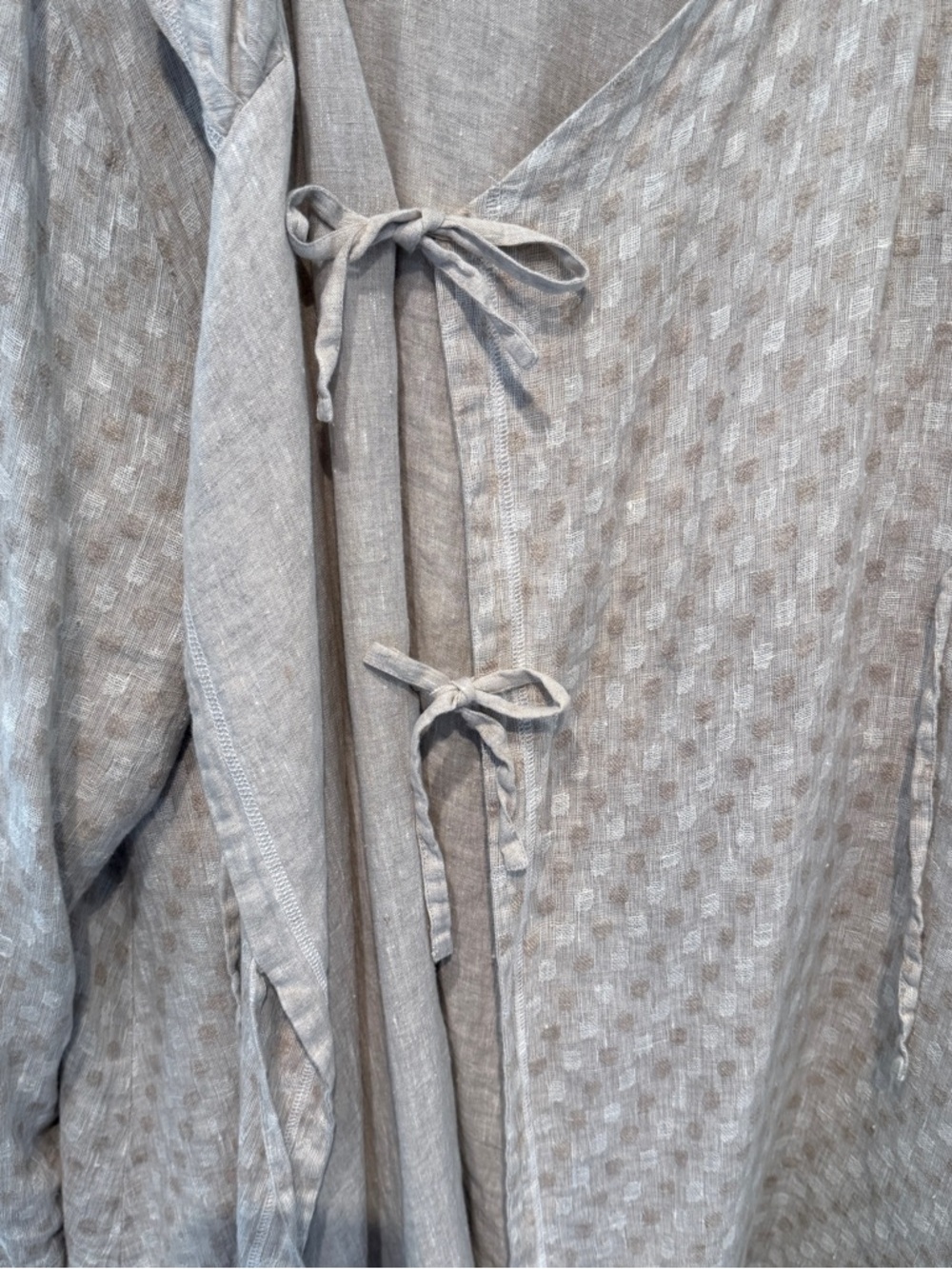 Oversized Linen Duster Cardigan Coat XL Boho Layering Jacket Natural Oatmeal - Picture 4 of 11